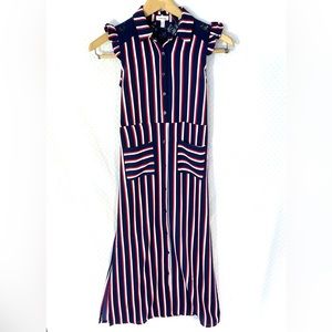 Monteau Sleeveless Maxi Dress Romper Red White Blue Stripes 4th of July Girls 7